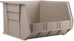 Akro-Mils - 75 Lb. Load Capacity, 18" Deep, Gray Polymer Hopper Stacking Bin - 11" High x 16-1/2" Wide x 18" Long - Makers Industrial Supply