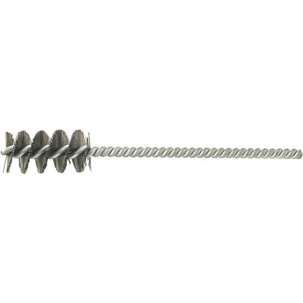 Brush Research Mfg. - 2" Diam Helical Stainless Steel Tube Brush - Single Spiral, 0.003" Filament Diam, 1" Brush Length, 4" OAL, 0.097" Diam Stainless Steel Shank - Makers Industrial Supply