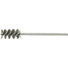 Brush Research Mfg. - 3/4" Diam Helical Stainless Steel Tube Brush - Single Spiral, 0.008" Filament Diam, 1-1/2" Brush Length, 5" OAL, 0.22" Diam Galvanized Steel Shank - Makers Industrial Supply