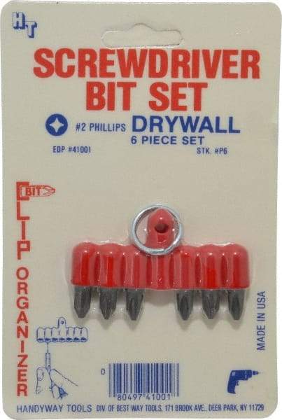 Value Collection - 6 Piece, Screwdriver Bit Set - Phillips with Clip - Makers Industrial Supply