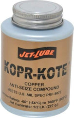 Jet-Lube - 0.5 Lb Can High Temperature Anti-Seize Lubricant - Copper/Graphite, -65 to 1,800°F, Copper/Bronze, Food Grade, Water Resistant - Makers Industrial Supply