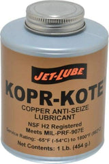 Jet-Lube - 1 Lb Can High Temperature Anti-Seize Lubricant - Copper/Graphite, -65 to 1,800°F, Copper/Bronze, Food Grade, Water Resistant - Makers Industrial Supply