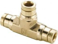 Parker - 1/2" Outside Diam, Brass Push-to-Connect Tube Union Tee - 250 Max psi, Tube Connection, Buna-N O-Ring - Makers Industrial Supply