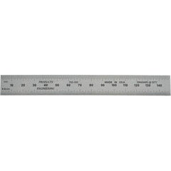 PEC Tools - 150mm Long, 0.5, 1mm Graduation, Rigid Steel Rule - Metric Graduation Style, 3/4" Wide, Silver, Satin Chrome Finish - Makers Industrial Supply