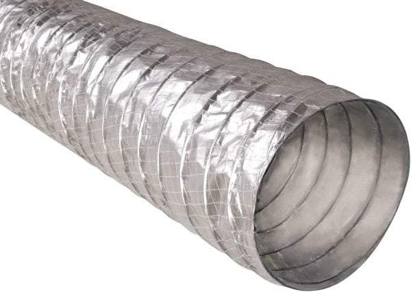 Hi-Tech Duravent - 6" ID, 25' Long, Metalized Film Blower & Duct Hose - Silver, 3" Bend Radius, 0.15 In/Hg, 0.85 Max psi, -20 to 250°F - Makers Industrial Supply