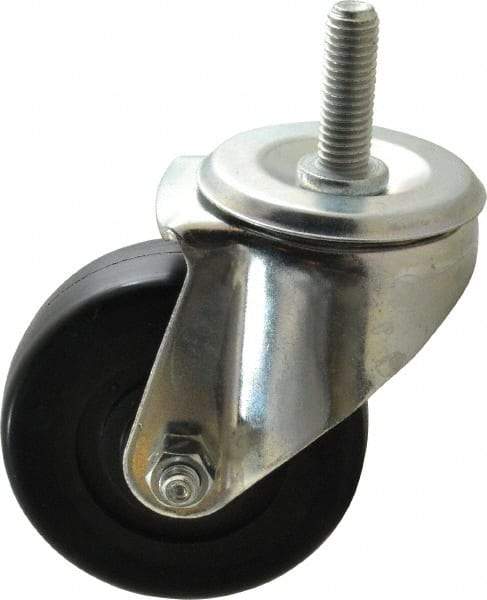 E.R. Wagner - 3-1/2" Diam x 1-1/4" Wide x 4-1/2" OAH Stem Mount Swivel Caster - Soft Rubber, 155 Lb Capacity, Delrin Bearing, 1/2-13 x 1-1/2" Threaded Stem - Makers Industrial Supply