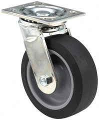 E.R. Wagner - 5" Diam x 2" Wide x 6-1/2" OAH Top Plate Mount Swivel Caster with Brake - Exact Industrial Supply