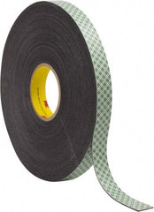 3M - 1" x 36 Yd Acrylic Adhesive Double Sided Tape - 1/16" Thick, Black, Urethane Foam Liner, Continuous Roll, Series 4056 - Makers Industrial Supply