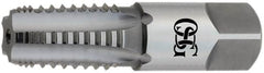 OSG - 1/2-14 NPT, 5 Flutes, TiCN Coated, High Speed Steel, Interrupted Thread Pipe Tap - 11/16 Inch Shank Diameter, 11/16 Inch Shank Diameter, 1-3/8 Inch Thread Length, 0.51 Inch Square Size, 2-1/2 Chamfer, Series 108G - Makers Industrial Supply