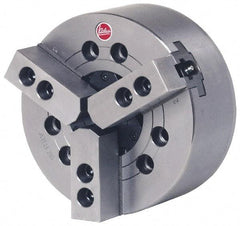 Atlas Workholding - 3 Jaws, 10" Chuck Diam, A2-6 Mount, 2.952" Through Hole, Drawbar, Hydraulic Power Lathe Chuck - 24,420 Lb Force per Jaw, 1.5mm x 60 Serrated Jaw Interface, 1.22" to 10" Jaw Capacity, 4,200 RPM - Makers Industrial Supply