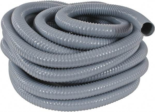 Hi-Tech Duravent - 1-1/2" ID, 26 Hg Vac Rating, 35 psi, PVC Vacuum & Duct Hose - 50' Long, Gray, 1-1/8" Bend Radius, -20 to 150°F - Makers Industrial Supply