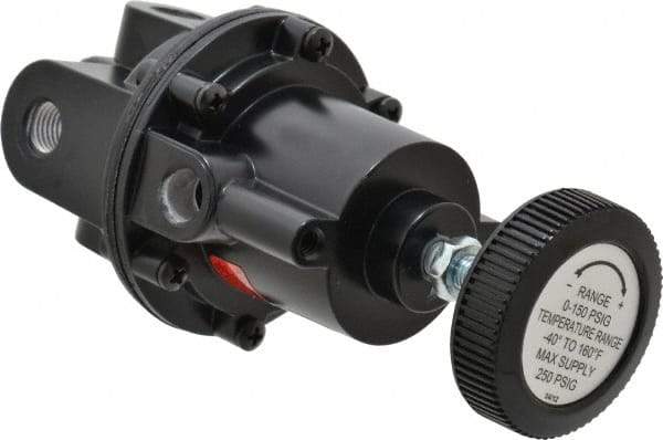 Parker - 1/4 NPT Port, 80 CFM, Aluminum Diaphragm Operated Regulator - 2 to 150 psi Range, 250 Max psi Supply Pressure, 1/4" Gauge Port Thread, 2.06" Wide x 4.35" High - Makers Industrial Supply