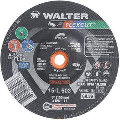 WALTER Surface Technologies - 6" Diam, 36 Grit Surface Grinding Wheel - Aluminum Oxide/Silicon Carbide Blend, Resinoid Bond - Makers Industrial Supply