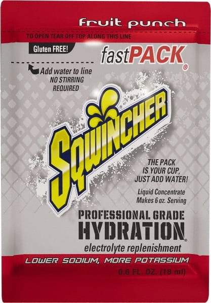 Sqwincher - 0.6 oz Pack Fruit Punch Activity Drink - Liquid Concentrate, Yields 6 oz - Makers Industrial Supply