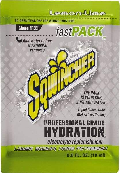 Sqwincher - 0.6 oz Pack Lemon-Lime Activity Drink - Liquid Concentrate, Yields 6 oz - Makers Industrial Supply