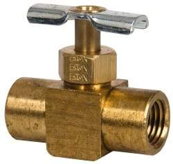 Eaton - 150 Max psi, 1/4" Pipe, Brass, Inline Instrumentation Needle Valve - FNPT x FNPT End Connections - Makers Industrial Supply