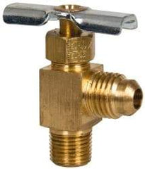 Eaton - 150 Max psi, 1/4 x 1/8" Pipe, Brass, Flare Angled Instrumentation Needle Valve - Flare x MNPT End Connections - Makers Industrial Supply