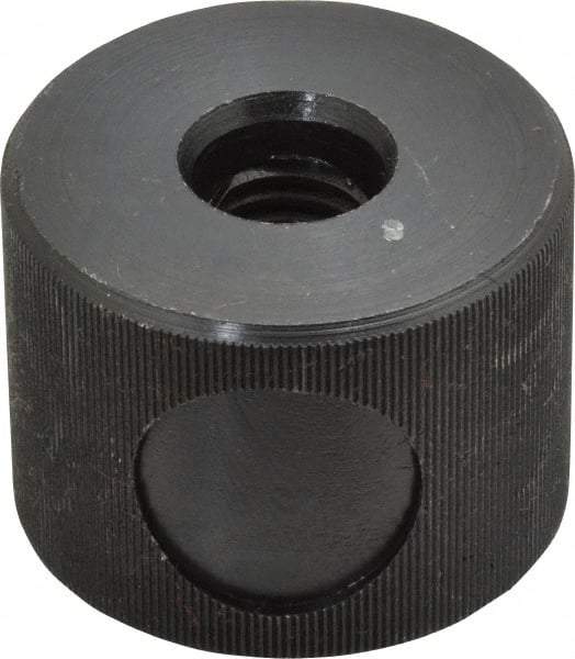 Morton Machine Works - 1/2-13" UNC Thread, Black Oxide Finish, Steel Round Knurled Push Button Thumb Nut - 1-1/8" Overall Height, 1-1/2" Head Diam - Makers Industrial Supply