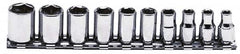 Proto - 10 Piece 1/4" Drive Chrome Finish Socket Set - 6 Points, 3/16" to 9/16" Range, Inch Measurement Standard - Makers Industrial Supply