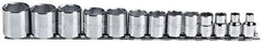 Proto - 13 Piece 3/8" Drive Chrome Finish Socket Set - 6 Points, 1/4" to 1" Range, Inch Measurement Standard - Makers Industrial Supply