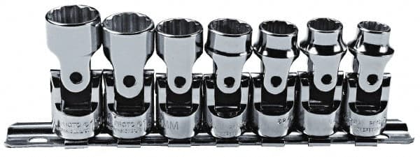 Proto - 7 Piece 3/8" Drive Standard Socket Set - 12 Points, 9 to 15mm, Metric Measurement Standard - Makers Industrial Supply