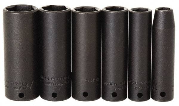 Proto - 7 Piece 1/4" Drive Impact Socket Set - 7mm to 13mm Range, Metric Measurement Standard - Makers Industrial Supply