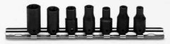 Proto - 7 Piece 1/4" Drive Black Finish Impact Socket Set - 6 Points, E4 to E12 Range, Torx Measurement Standard - Makers Industrial Supply