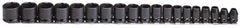 Proto - 19 Piece 3/8" Drive Black Finish Impact Socket Set - 6 Points, 6mm to 24mm Range, Metric Measurement Standard - Makers Industrial Supply