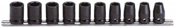 Proto - 10 Piece 1/2" Drive Impact Socket Set - 6 Points, 10 to 19mm, Metric Measurement Standard - Makers Industrial Supply