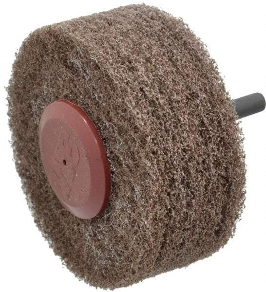 3M - 3" Medium Grade Aluminum Oxide Deburring Disc - 1/4" Shank Diam, Shank Connection, Tan, 10,000 Max RPM - Makers Industrial Supply