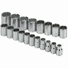 SK - 1/2" Drive Standard Socket Set - 10 to 28mm, Metric Measurement Standard - Makers Industrial Supply