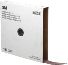 3M - 1-1/2" x 50 Yd 100 Grit Aluminum Oxide Cloth Roll - Fine Grade, J Weighted Backing - Makers Industrial Supply