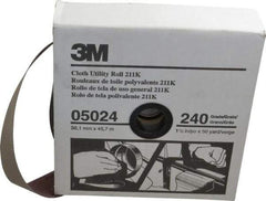 3M - 1-1/2" x 50 Yd 240 Grit Aluminum Oxide Cloth Roll - Very Fine Grade, J Weighted Backing - Makers Industrial Supply