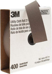 3M - 1-1/2" x 50 Yd 400 Grit Aluminum Oxide Cloth Roll - Super Fine Grade, J Weighted Backing - Makers Industrial Supply