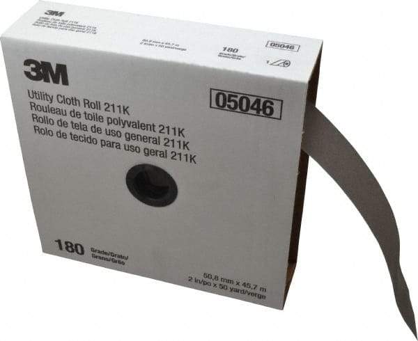 3M - 2" x 50 Yd 180 Grit Aluminum Oxide Cloth Roll - Very Fine Grade, J Weighted Backing - Makers Industrial Supply