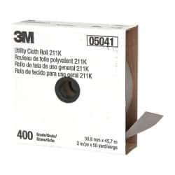 3M - 2" x 50 Yd 400 Grit Aluminum Oxide Cloth Roll - Super Fine Grade, J Weighted Backing - Makers Industrial Supply