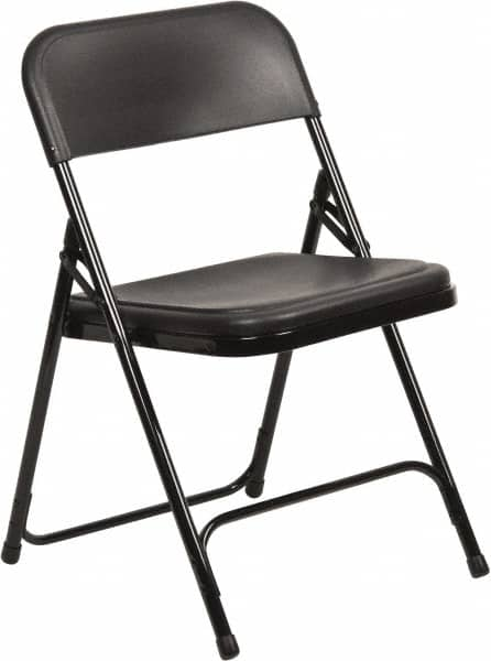 NPS - 18-3/4" Wide x 20-3/4" Deep x 29-3/4" High, Steel Folding Chair with Plastic Seat & Back - Black with Black Frame - Makers Industrial Supply