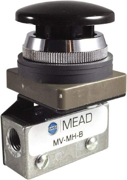 Mead - 0.11 CV Rate, 3 Way Pilot Air Valve - Mushroom Head Actuator - Makers Industrial Supply