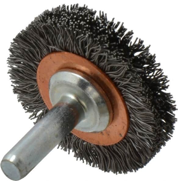 Anderson - 1-1/2" Brush Diam, Crimped, End Brush - 1/4" Diam Shank, 20,000 Max RPM - Makers Industrial Supply