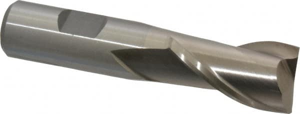 Interstate - 7/8", 1-1/2" LOC, 3/4" Shank Diam, 3-3/4" OAL, 2 Flute, High Speed Steel Square End Mill - Single End, Uncoated, Spiral Flute, 30° Helix, Centercutting, Right Hand Cut, Right Hand Flute - Makers Industrial Supply