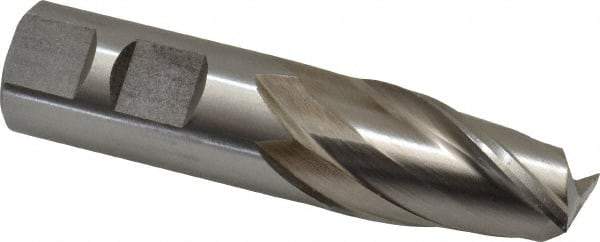 Interstate - 7/8", 1-1/2" LOC, 7/8" Shank Diam, 3-3/4" OAL, 2 Flute, High Speed Steel Square End Mill - Single End, Uncoated, Spiral Flute, 30° Helix, Centercutting, Right Hand Cut, Right Hand Flute - Makers Industrial Supply