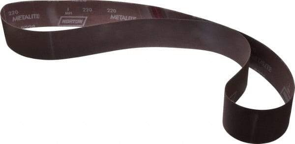 Norton - 2-1/2" Wide x 60" OAL, 220 Grit, Aluminum Oxide Abrasive Belt - Aluminum Oxide, Very Fine, Coated, X Weighted Cloth Backing, Series R228 - Makers Industrial Supply