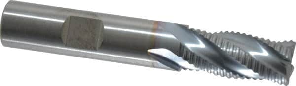 RobbJack - 1/2" Diam, Fine Pitch, 1" LOC, 4 Flute Solid Carbide Roughing Square End Mill - TiCN Finish, 3" OAL, 1/2" Shank Diam, Single End, Centercutting, 30° Helix - Makers Industrial Supply