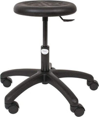 Made in USA - 15-1/2 to 20-1/2" High Utility Stool - Polyurethane Seat, Black - Makers Industrial Supply