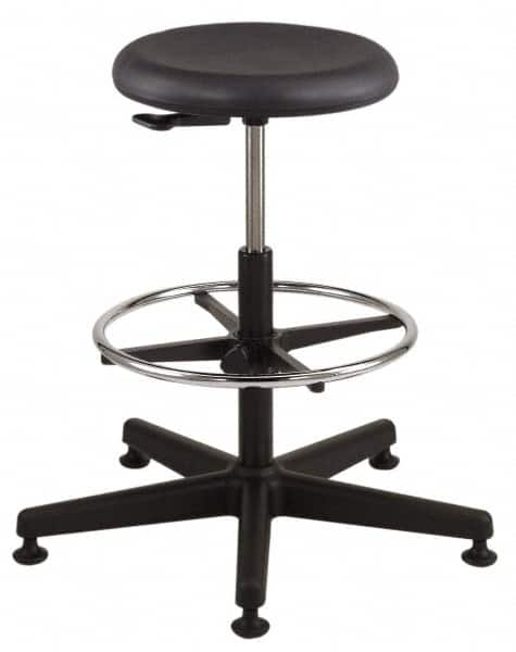 Bevco - 18-1/2 to 26" High Versa Backless Utility Stool with Black Nylon Base - Polyurethane Seat, Black, Mushroom Glides - Makers Industrial Supply