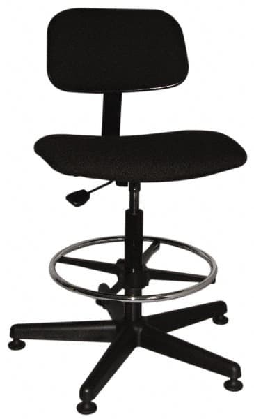 Bevco - Ergonomic Chair with Adjustable Footring - Cloth Seat, Black - Makers Industrial Supply