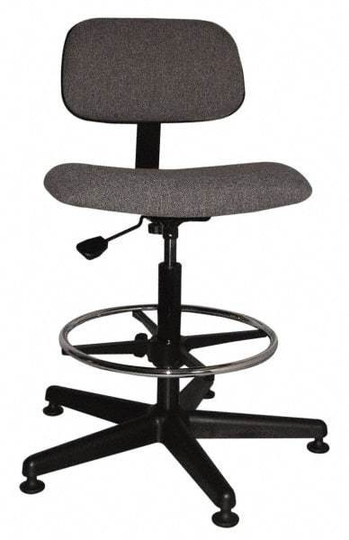 Bevco - Ergonomic Chair with Adjustable Footring - Cloth Seat, Gray - Makers Industrial Supply