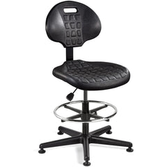 Task Chair: Polyurethane, Adjustable Height, 21 to 31″ Seat Height, Black Swivel