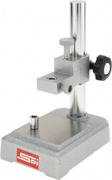 SPI - Rectangular Base, Comparator Gage Stand - 8-1/2" High, 5-3/4" Base Length x 4" Base Width x 1-1/2" Base Height, Includes Holder - Makers Industrial Supply