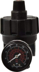 Norgren - 1/4 NPT Port, 200 CFM, Zinc Hi-Flow Regulator - 10 to 125 psi Range, 300 Max psi Supply Pressure, 1/4" Gauge Port Thread, 2.7" Wide x 4.83" High - Makers Industrial Supply